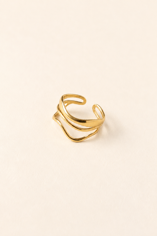 Layered Wave Adjustable Ring