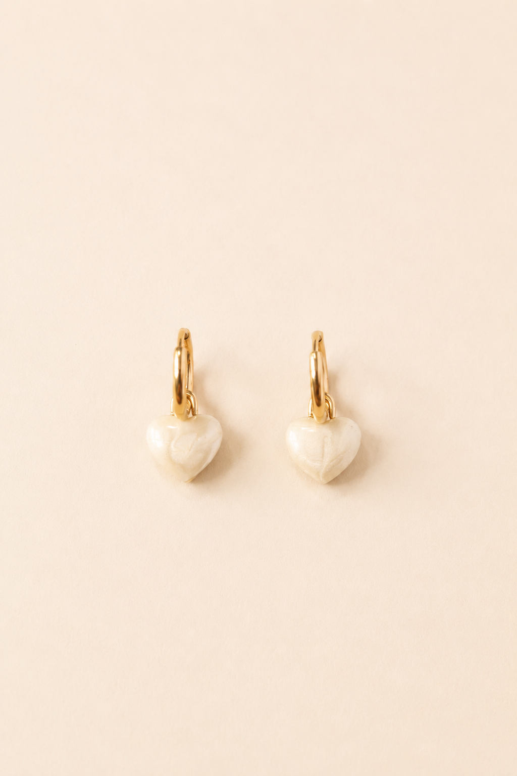 Ivory Heart Drop Earrings