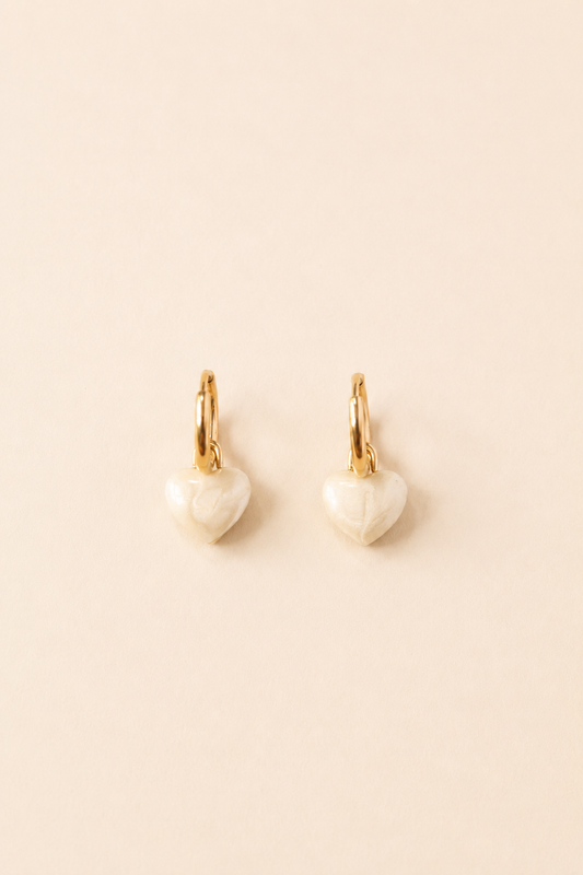 Ivory Heart Drop Earrings