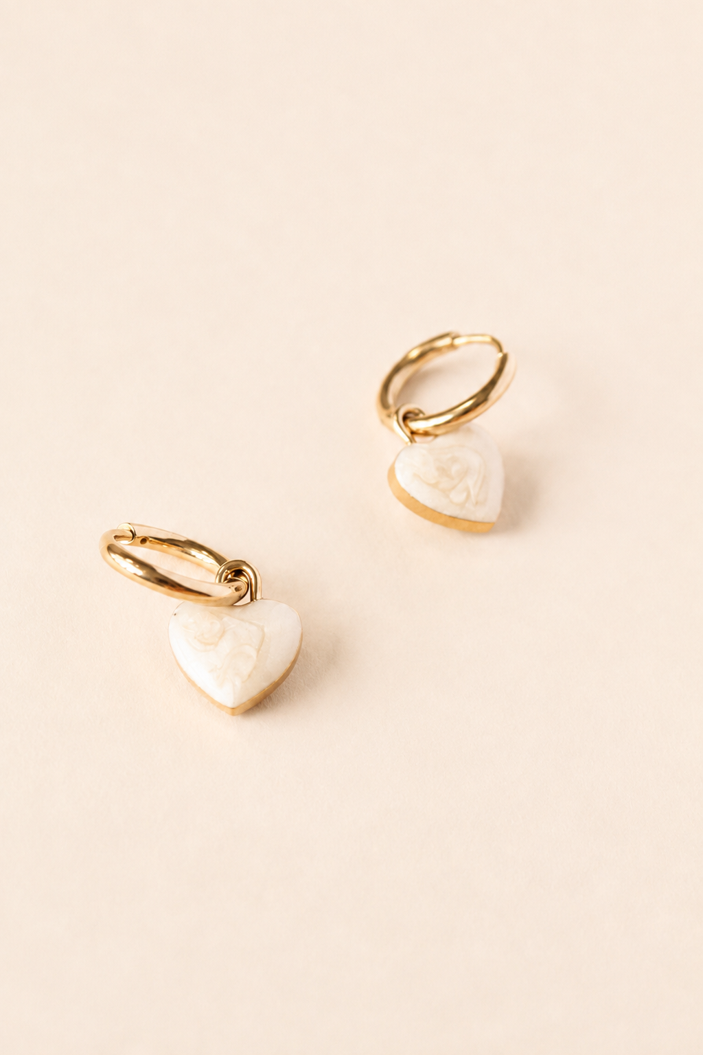 Ivory Heart Drop Earrings