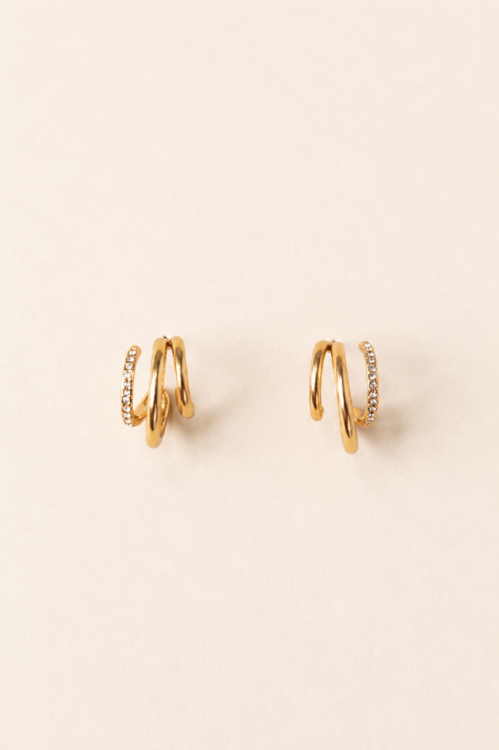 Crystal Triple Hoop Earrings