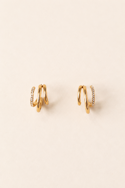 Crystal Triple Hoop Earrings