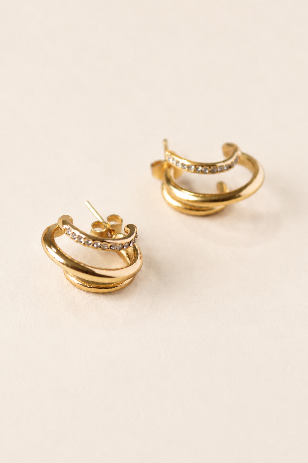 Crystal Triple Hoop Earrings