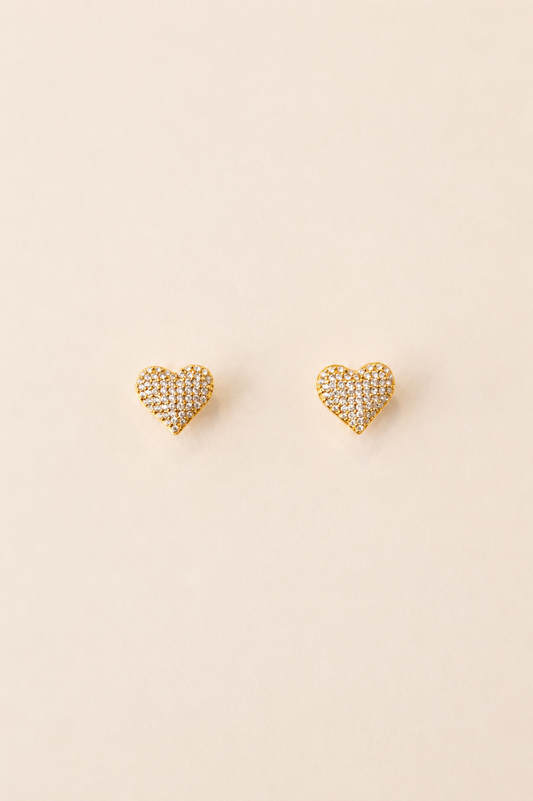 Crystal Heart Stud Earrings