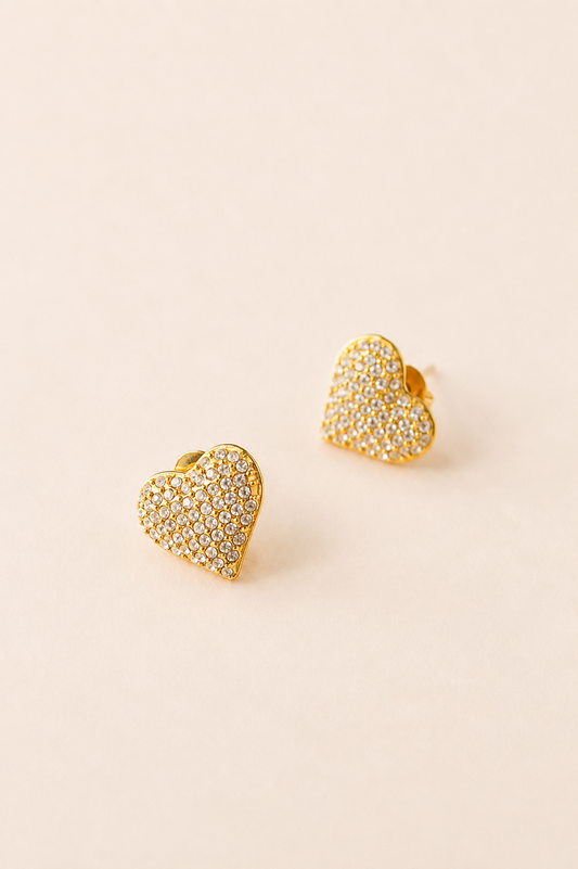 Crystal Heart Stud Earrings